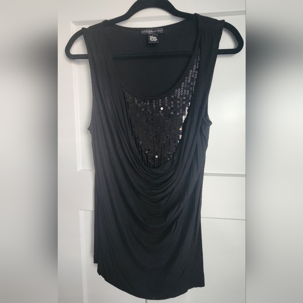 0001. Design History Black Sequin Camisole, Size Large